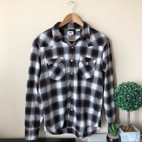 levi’s brown plaid flannel - Picture 1 of 3